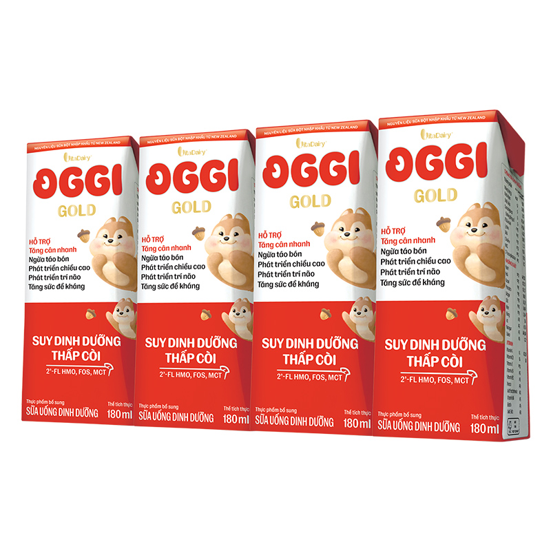 Lốc 4 hộp sữa pha sẵn Oggi Gold 180 ml cho trẻ suy dinh dưỡng (từ 1 tuổi) - Giao bao bì ngẫu nhiên 13