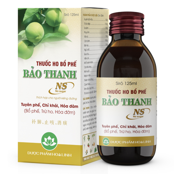 Siro ho bổ phế Bảo Thanh Hoa Linh NS không đường hỗ trợ điều trị viêm phổi, viêm họng, viêm phế quản