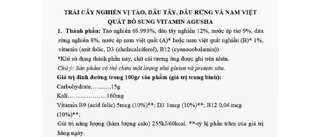 Thành phần trái cây nghiền Agusha táo, dâu tây, dâu rừng và nam việt quất