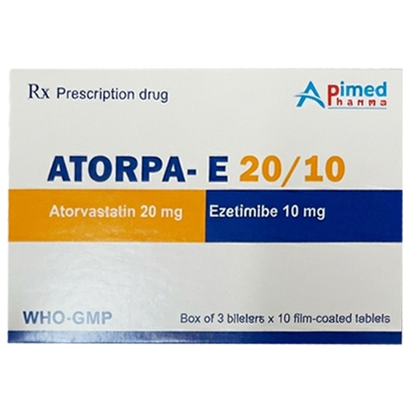 Atorpa - E 20/10 phòng ngừa bệnh tim mạch và trị tăng cholesterol máu