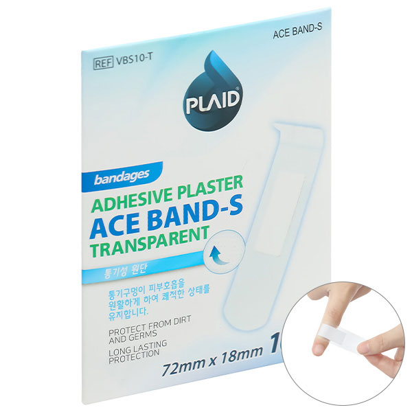 Băng cá nhân trong suốt Plaid Ace Band-S (1.8 x 7.2cm)