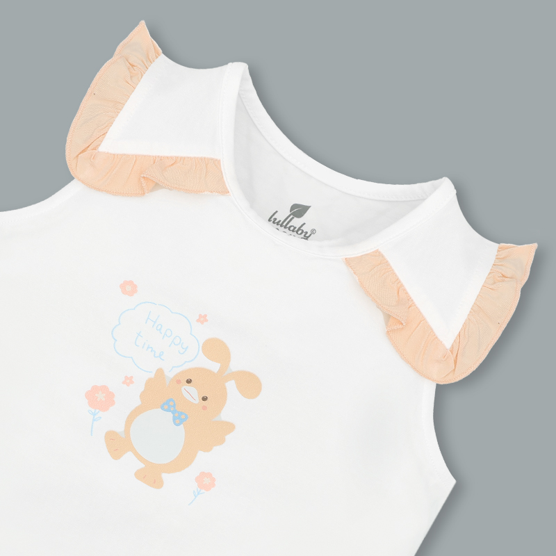 Bộ sát nách bé gái Lullaby NH631C màu trắng cam 4