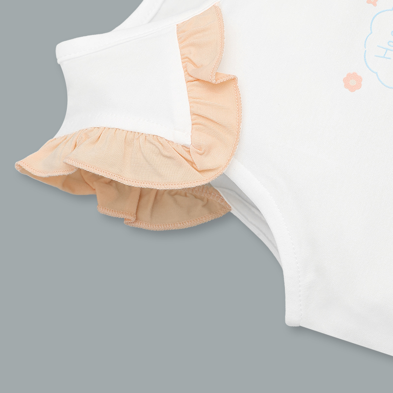 Bộ sát nách bé gái Lullaby NH631C màu trắng cam 5