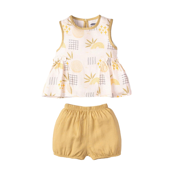 Bộ sát nách bé gái Ualarogo UR302 màu vàng - AVAKids.com