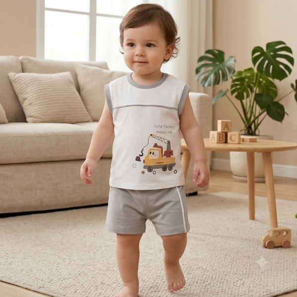 Bộ sát nách bé trai Ualarogo UR079 màu xám - AVAKids.com