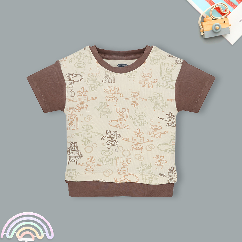 Bộ tay ngắn bé trai Ualarogo UR040 màu nâu 2