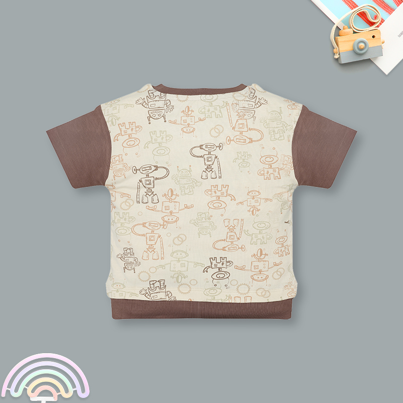 Bộ tay ngắn bé trai Ualarogo UR040 màu nâu 3