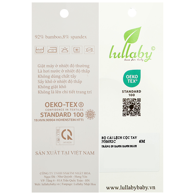 Bộ tay ngắn bé gái cài lệch Lullaby NH652C màu trắng in hồng 28