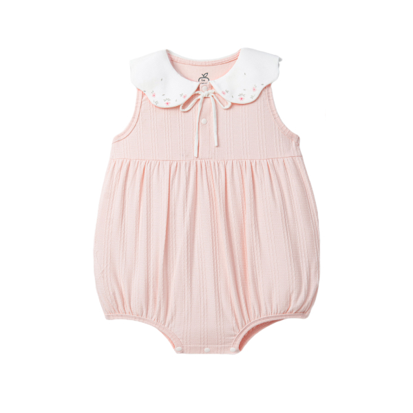 Bodysuit bé gái La Pomme cổ cách điệu nụ hoa sớm mai màu hồng - AVAKids.com