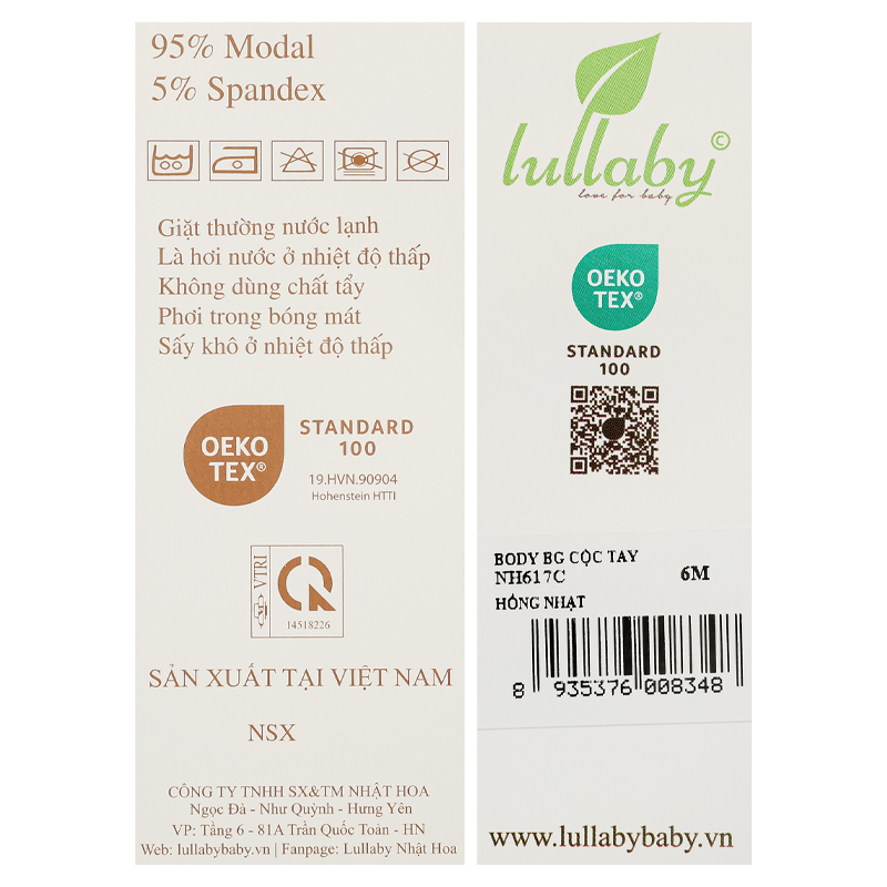 Bodysuit tay ngắn Lullaby NH617C màu hồng nhạt 9