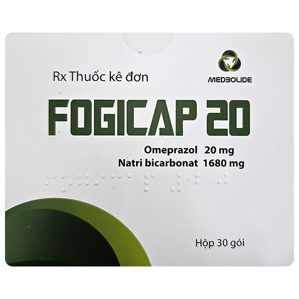 Bột pha hỗn dịch Fogicap 20 điều trị loét dạ dày - tá tràng