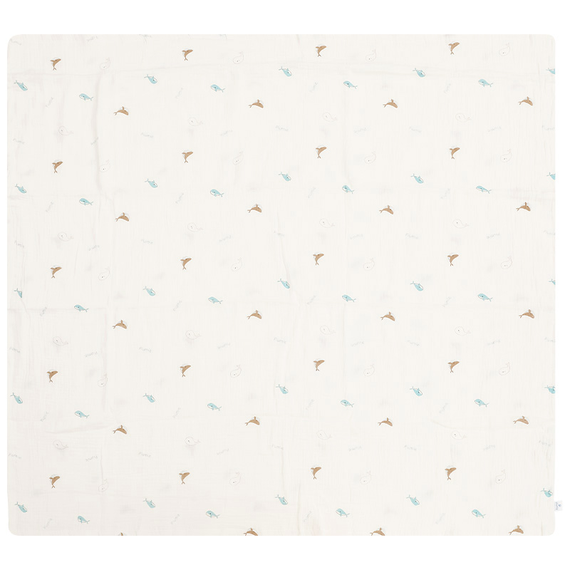 Chăn mây muslin Piumie 4 lớp 100x100 cm - Cá heo (từ 0 tháng) 2