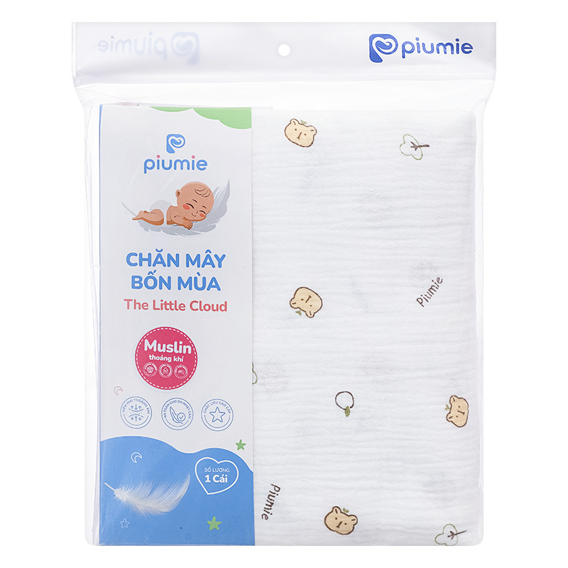 Chăn mây muslin Piumie 4 lớp 100x100 cm - Cá heo (từ 0 tháng) 17