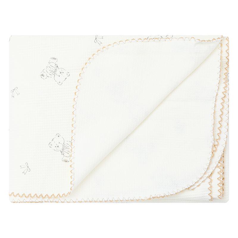 Chăn mây waffle cotton Piumie 110x110 cm - Gấu (từ 0 tháng) 4