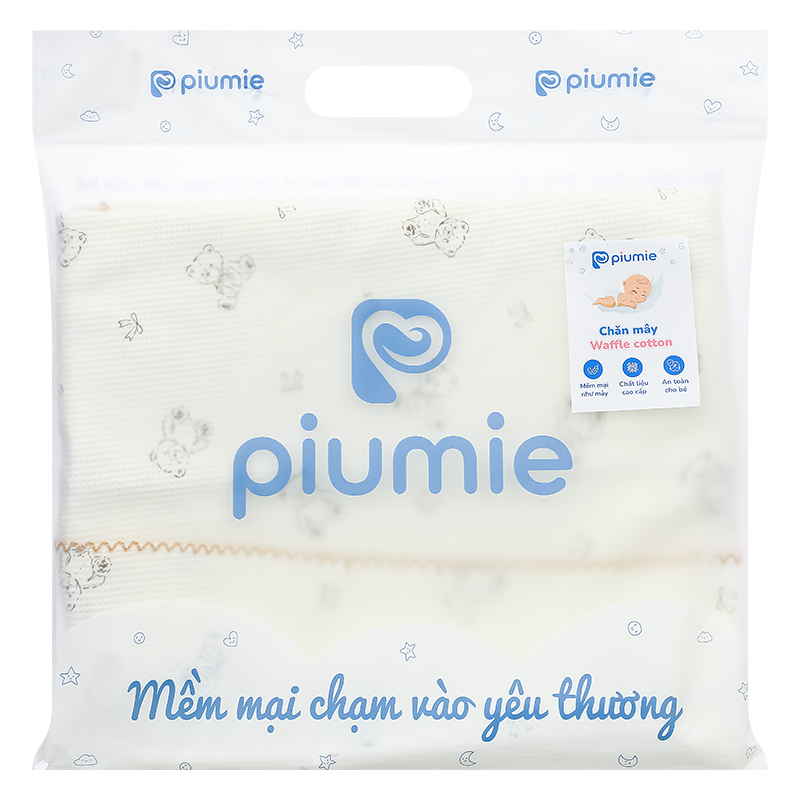 Chăn mây waffle cotton Piumie 110x110 cm - Gấu (từ 0 tháng) 8
