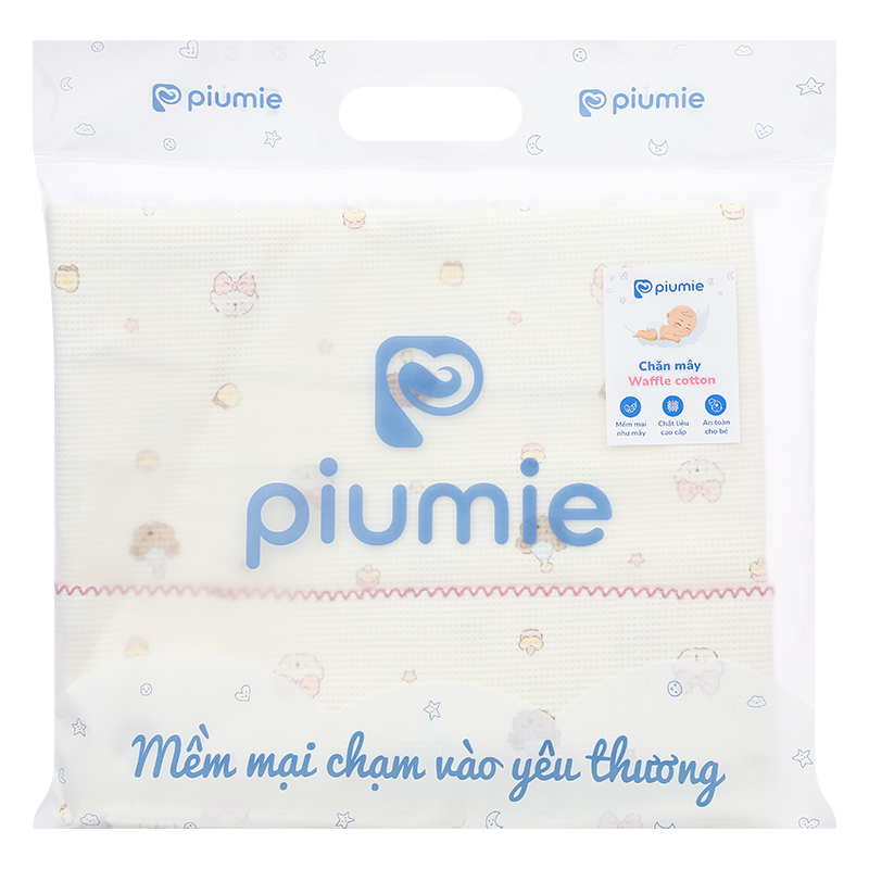 Chăn mây waffle cotton Piumie 110x110 cm - Gấu (từ 0 tháng) 18