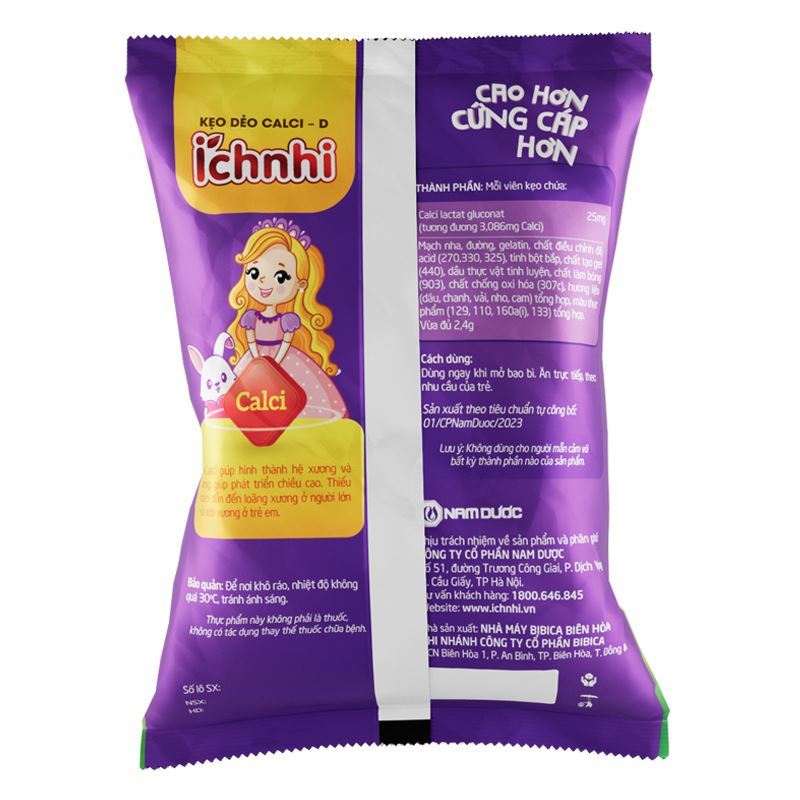 Kẹo dẻo Ích Nhi bổ sung canxi hương trái cây, 24g dạng viên (từ 2 tuổi) - Giao bao bì ngẫu nhiên 10