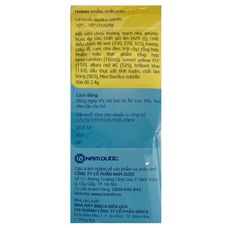 Kẹo dẻo Ích Nhi bổ sung lợi khuẩn cải thiện tiêu hóa hương trái cây, 24g dạng viên (từ 2 tuổi) - Giao bao bì ngẫu nhiên 7