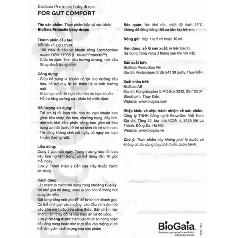 Combo 3 men vi sinh BioGaia Protectics Baby Drops hỗ trợ cải thiện hệ vi sinh đường ruột, 5 ml dạng nhỏ giọt (từ 0 tháng) 22