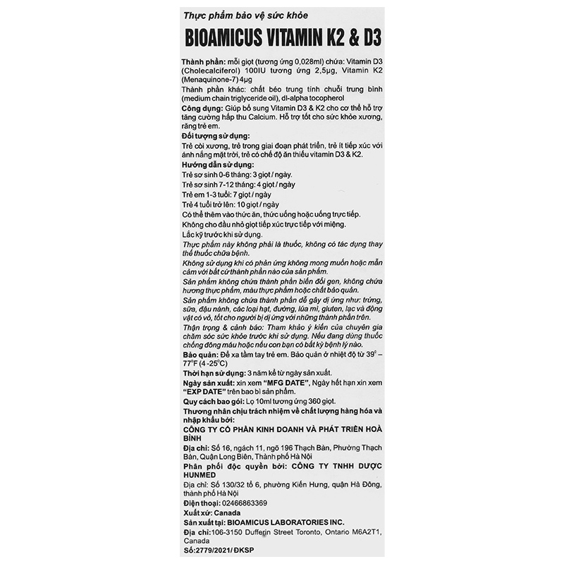 Combo 2 hộp BioAmicus Vitamin K2+D3 hỗ trợ tốt sức khỏe xương, răng, 10 ml dạng nhỏ giọt (từ 0 tháng) 8