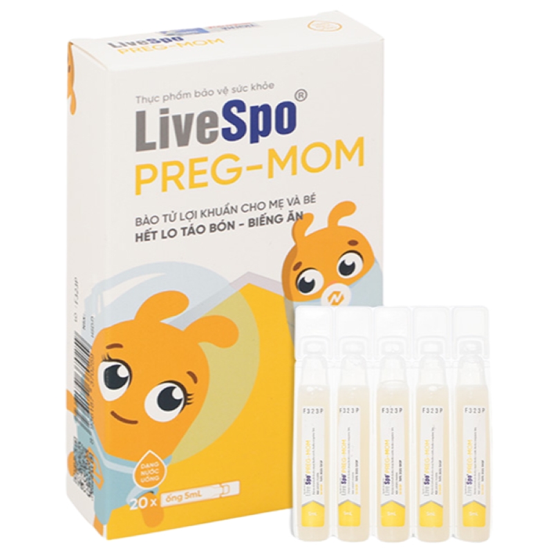 Combo 2 Livespo Preg-Mom hỗ trợ cải thiện hệ vi sinh đường ruột, 20 ống dạng uống 2