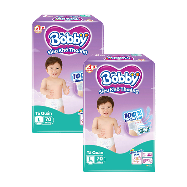 Combo 4 tã quần Bobby size L 70 miếng/bịch (9 - 14 kg) - Giao bao bì ngẫu nhiên - AVAKids.com