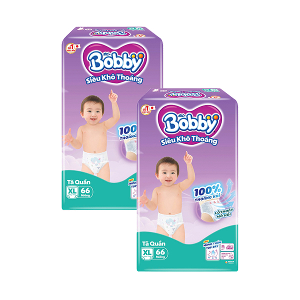Combo 4 tã quần Bobby size XL 66 miếng/bịch (12 - 17 kg) - Giao bao bì ngẫu nhiên - AVAKids.com