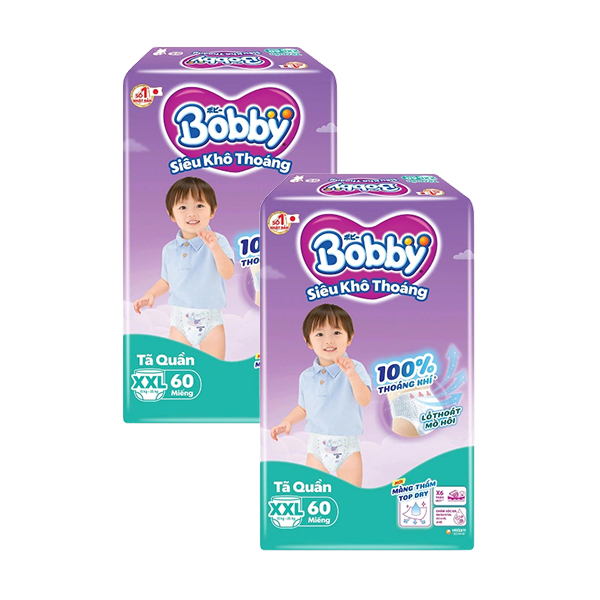 Combo 4 tã quần Bobby size XXL 60 miếng (15 - 25 kg) - Giao bao bì ngẫu nhiên - AVAKids.com