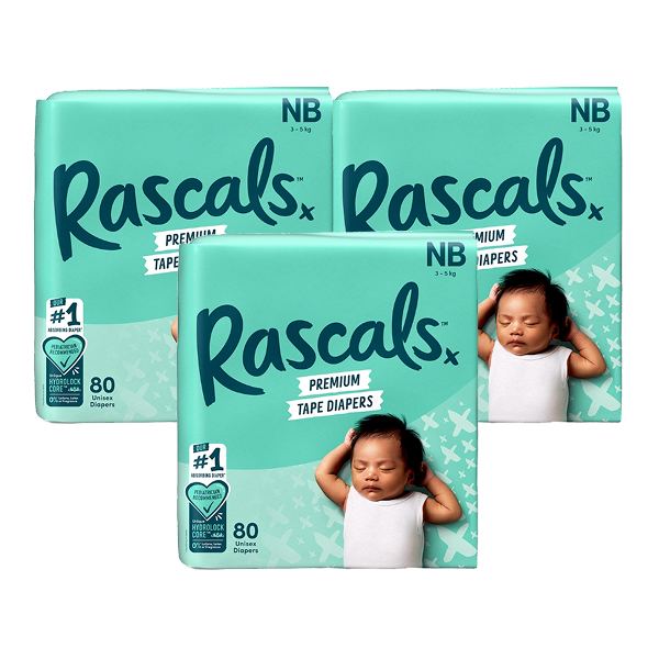 Combo 2 tã dán Rascals size NB 80 miếng/bịch (3 - 5 kg) - Giao bao bì ngẫu nhiên 31
