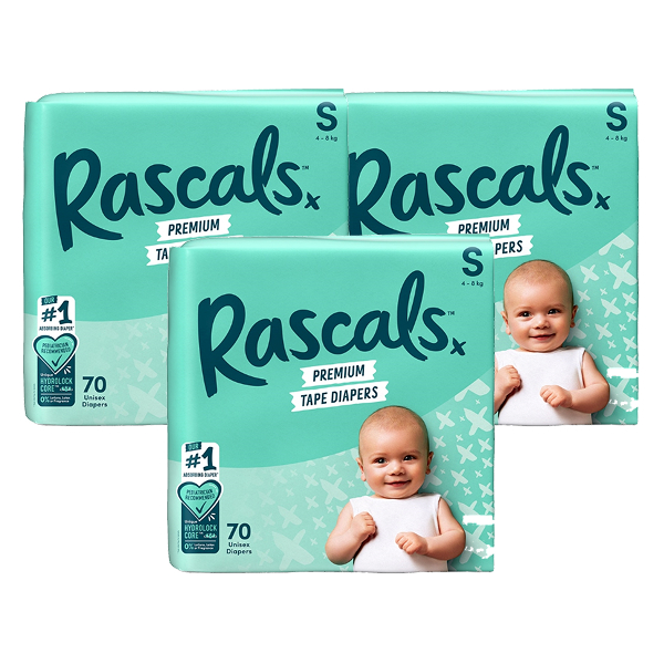 Combo 2 tã dán Rascals size S 70 miếng/bịch (4 - 8 kg) - Giao bao bì ngẫu nhiên 29