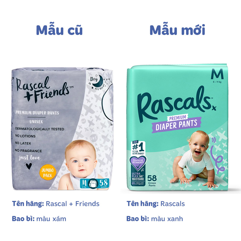 Combo 2 tã quần Rascals size M 58 miếng/bịch (6 - 11 kg) - Giao bao bì ngẫu nhiên 18