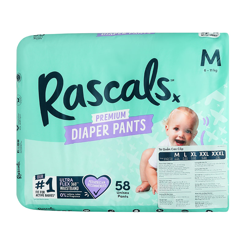 Combo 2 tã quần Rascals size M 58 miếng/bịch (6 - 11 kg) - Giao bao bì ngẫu nhiên 20