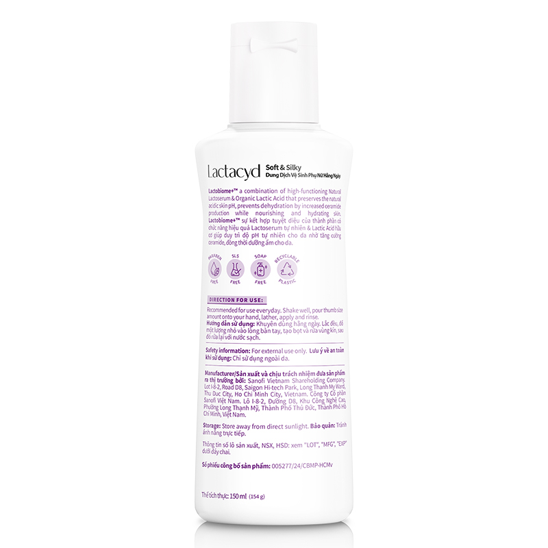 Dung dịch vệ sinh phụ nữ Lactacyd Soft & Silky hương dịu nhẹ 150 ml - Giao bao bì ngẫu nhiên 3