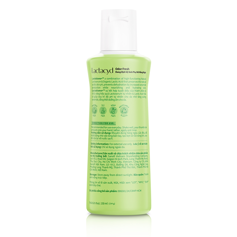 Dung dịch vệ sinh phụ nữ Lactacyd Odor Fresh hương tươi mát 250 ml - Giao bao bì ngẫu nhiên 8