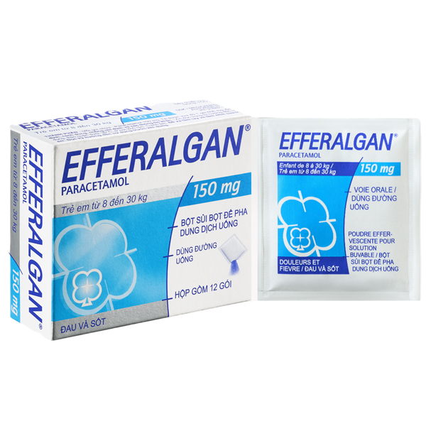 Bột sủi Efferalgan 150mg giảm đau từ nhẹ đến vừa, hạ sốt