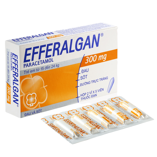 Viên đặt trực tràng Efferalgan 300mg giảm đau, hạ sốt
