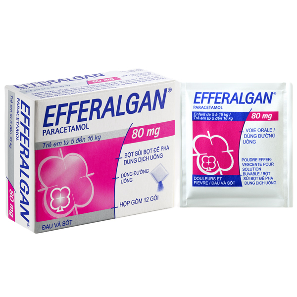 Bột sủi Efferalgan 80mg giúp giảm đau, hạ sốt