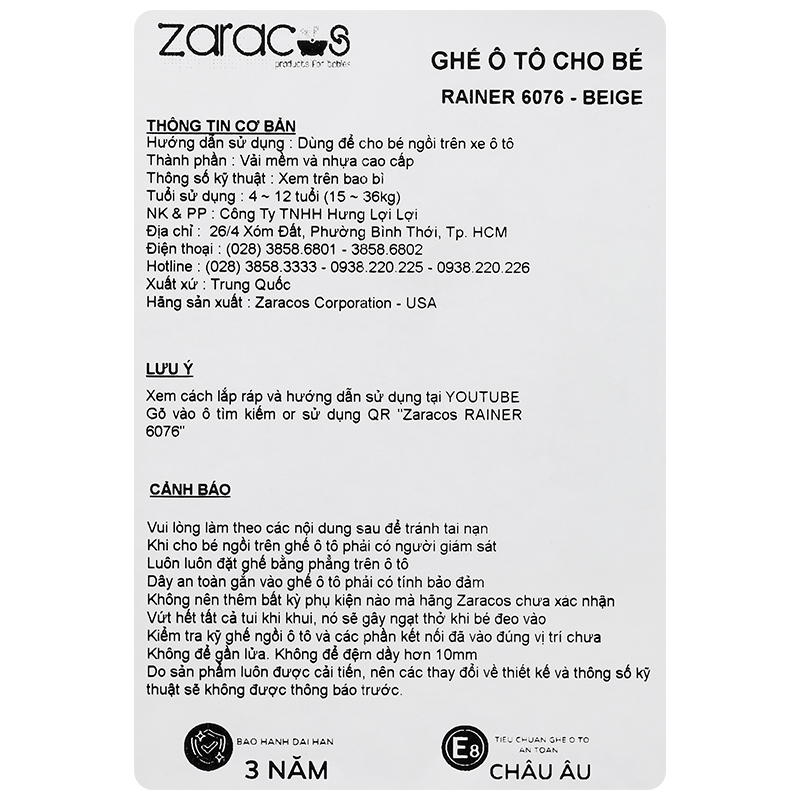 Ghế ngồi ô tô Zaracos Rainer 6076 (4 - 12 tuổi) - Màu đen 33