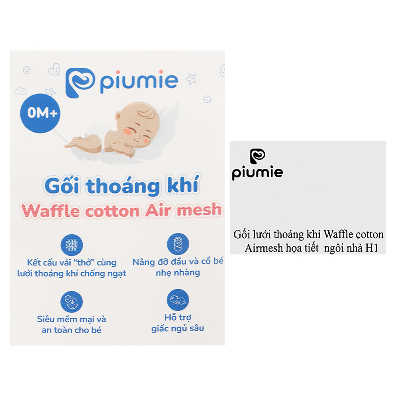 Gối lưới thoáng khí waffle cotton Air Mesh Piumie 25x38 cm - Gấu xám (từ 0 tháng) 10
