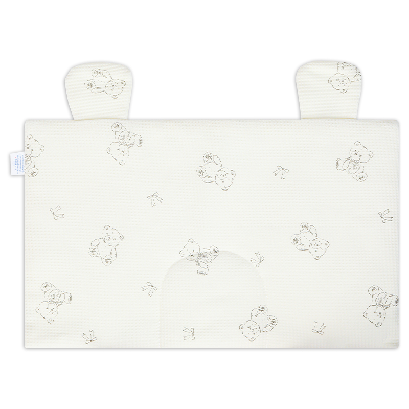 Gối mây sơ sinh waffle cotton Piumie 34x21 cm - Gấu (từ 0 tháng) 2