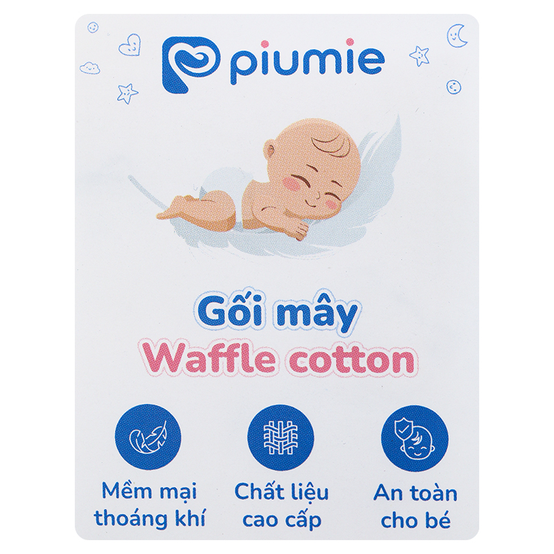 Gối mây sơ sinh waffle cotton Piumie 34x21 cm - Gấu (từ 0 tháng) 5