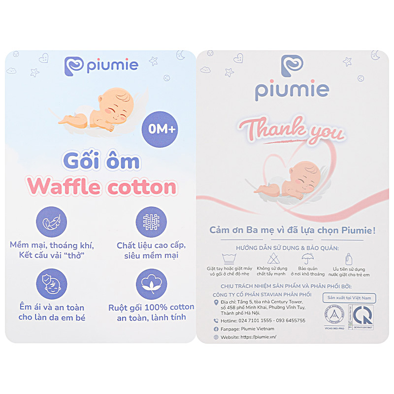 Gối ôm waffle cotton Air Mesh Piumie 50x10 cm - Gấu vàng (từ 0 tháng) 7