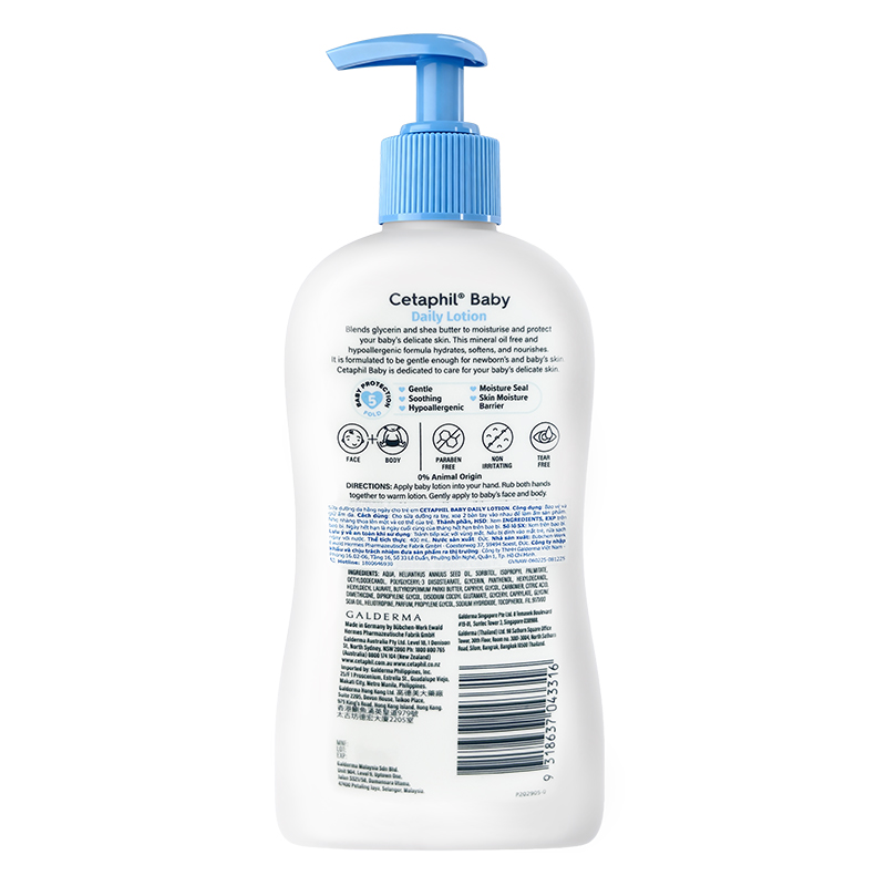 Kem dưỡng da chiết xuất bơ hạt mỡ cho bé Cetaphil Baby Daily Lotion 400 ml - Giao bao bì ngẫu nhiên 8