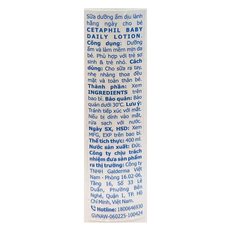 Kem dưỡng da chiết xuất bơ hạt mỡ cho bé Cetaphil Baby Daily Lotion 400 ml - Giao bao bì ngẫu nhiên 9