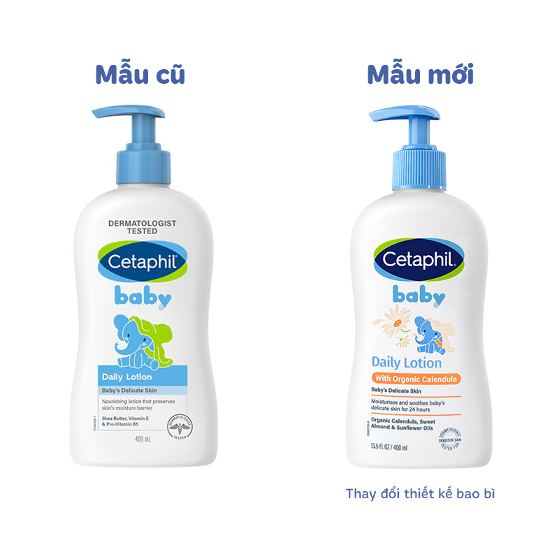 Kem dưỡng da chiết xuất bơ hạt mỡ cho bé Cetaphil Baby Daily Lotion 400 ml - Giao bao bì ngẫu nhiên 2