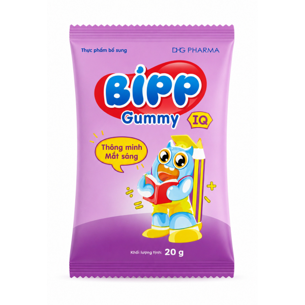 Kẹo dẻo Bipp Gummy IQ bổ sung DHA hỗ trợ phát triển não bộ và thị giác hương trái cây, 20g dạng viên (từ 3 tuổi) - AVAKids.com