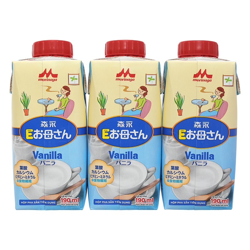 Thùng 24 hộp sữa bầu Morinaga E-Okasan hương vani 190 ml 24