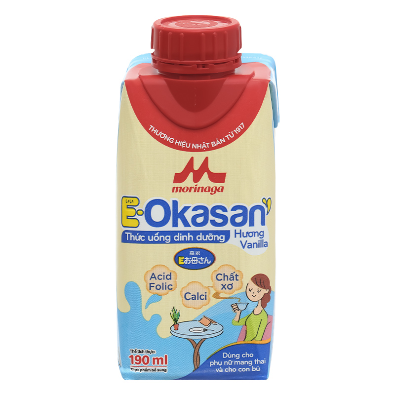 Thùng 24 hộp sữa bầu Morinaga E-Okasan hương vani 190 ml 26