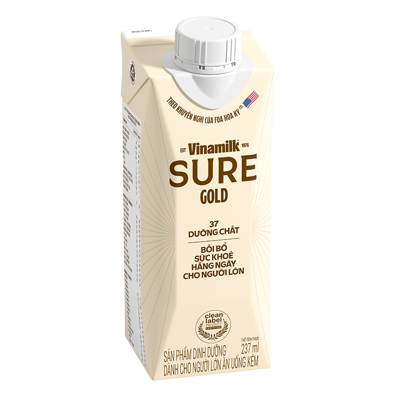 Thùng 24 sữa nước dinh dưỡng người lớn Vinamilk Sure Gold hương tự nhiên 237 ml 16
