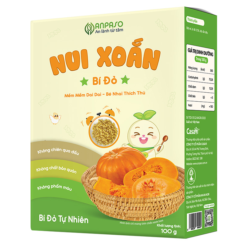 Nui xoắn rau củ Anpaso 100g (từ 6 tháng) 8